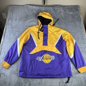 Los Angeles Reloaded Hoodie Mens L  1/4 Zip Pullover Windbreaker On Field Purple